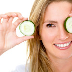 woman with a cucumber